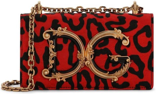 Dolce & Gabbana DG Girls telefoontas met luipaardprint Rood
