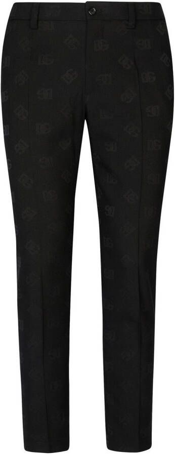 Dolce & Gabbana Wollen broek met monogram jacquard Zwart