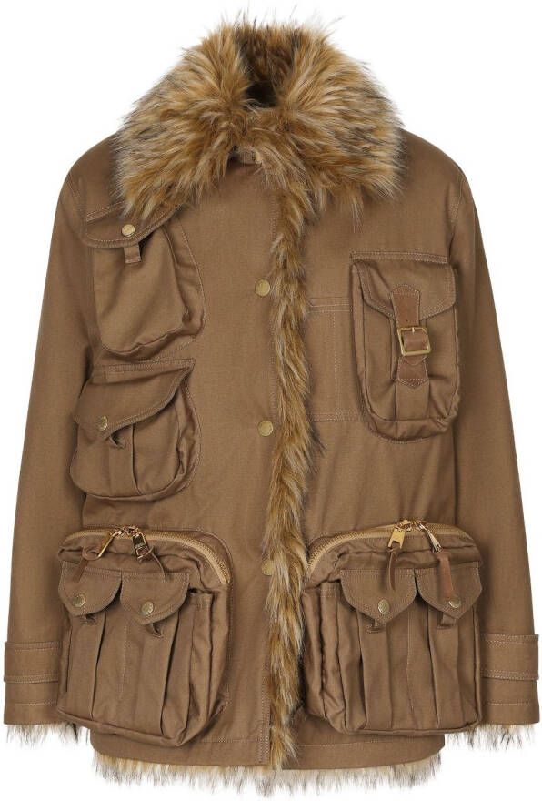 Dolce & Gabbana multi-pocket design parka coat Bruin