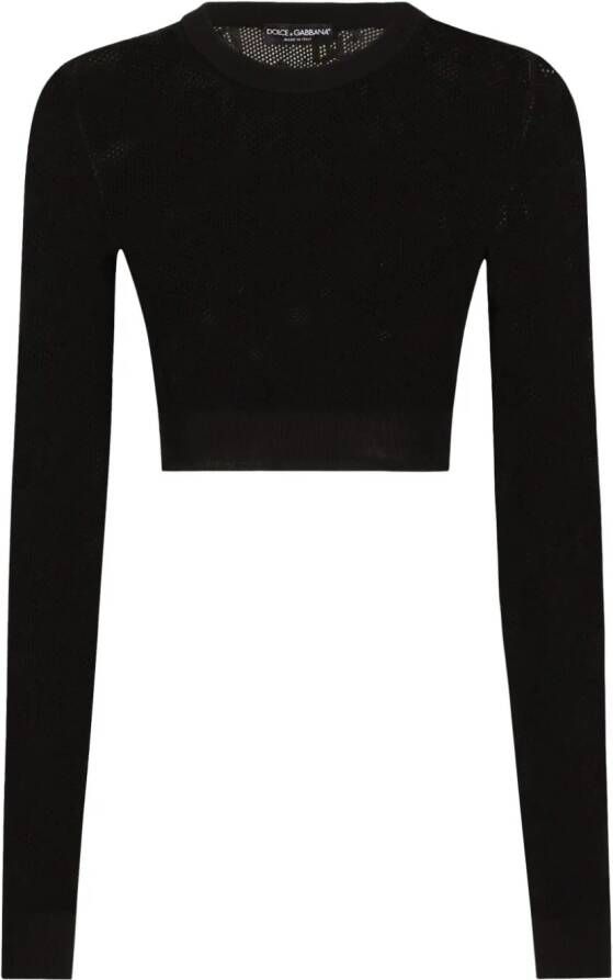 Dolce & Gabbana Opengebreide cropped top met monogram Zwart