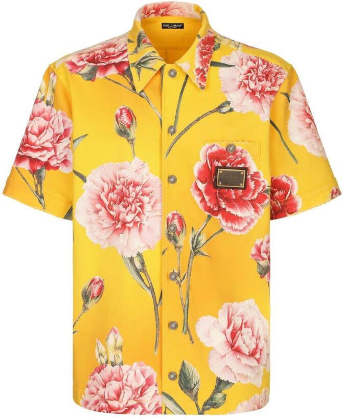 Dolce & Gabbana Overhemd met bloemenprint Geel