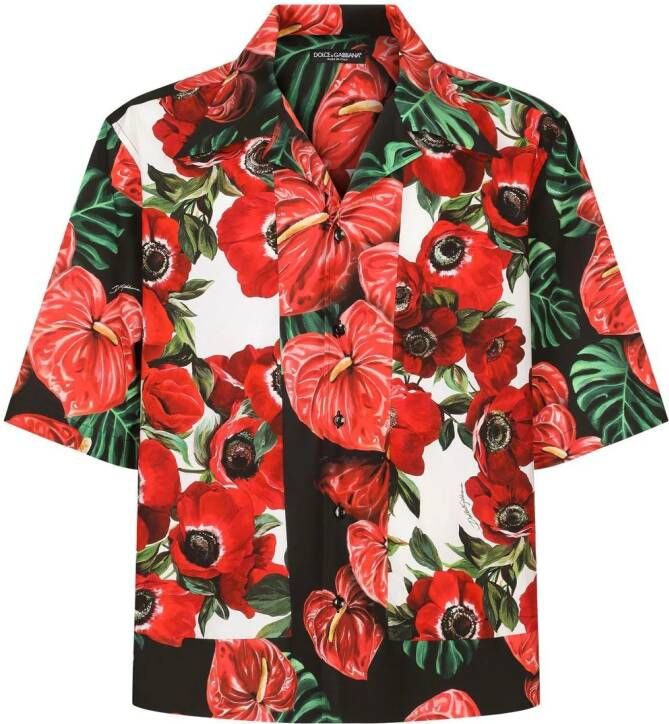 Dolce & Gabbana Overhemd met bloemenprint Zwart