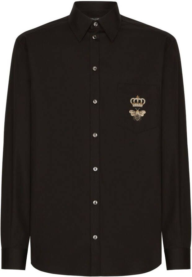 Dolce & Gabbana Overhemd met geborduurd logo Zwart