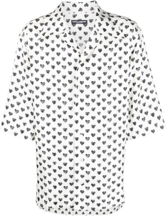 Dolce & Gabbana Overhemd met hartprint Wit