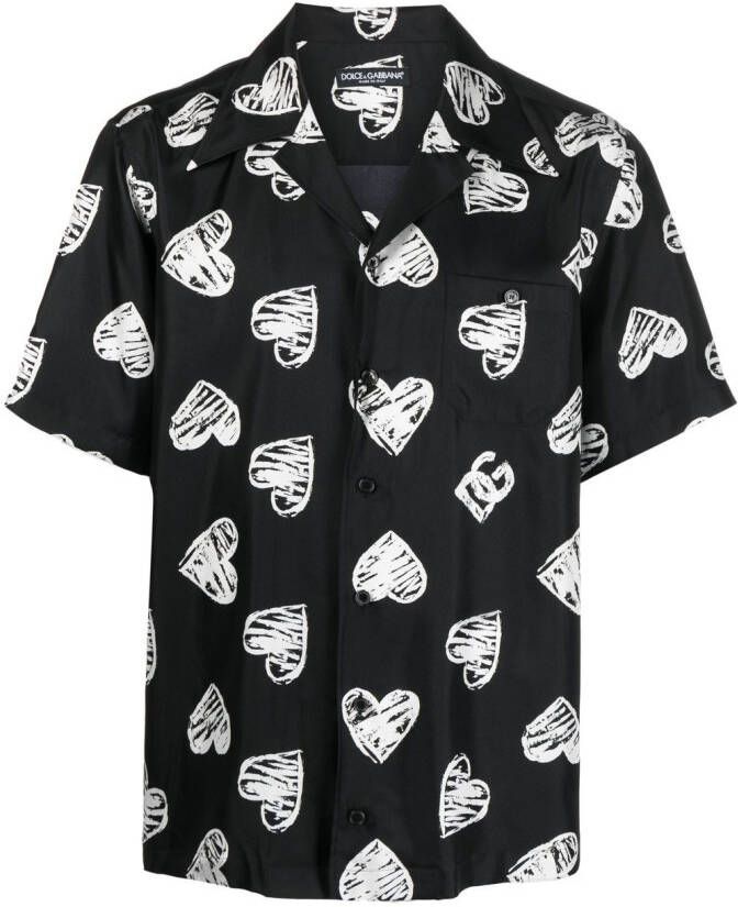 Dolce & Gabbana Overhemd met hartprint Zwart