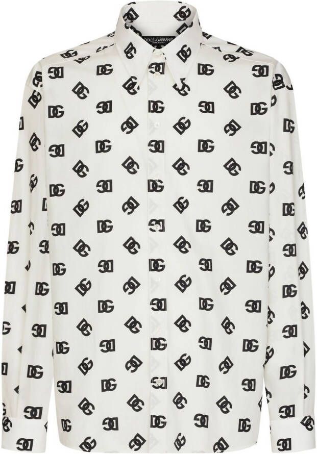 Dolce & Gabbana Katoenen overhemd met DG monogram Wit