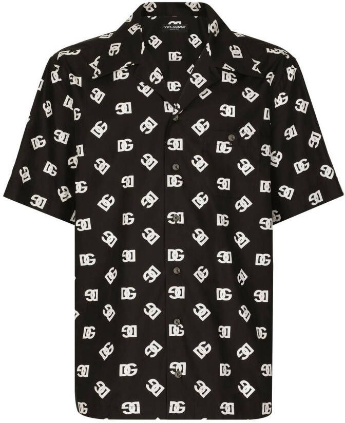 Dolce & Gabbana Bowlingshirt met DG monogram Zwart