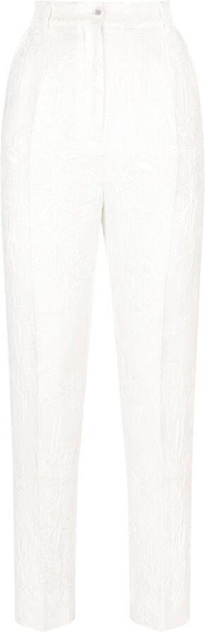 Dolce & Gabbana Pantalon met bloemenbrokaat Wit