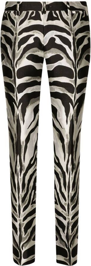 Dolce & Gabbana Lamé broek met zebraprint jacquard Zwart