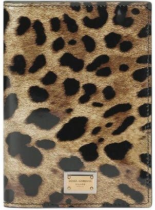 Dolce & Gabbana Leren paspoorthoes met luipaardprint Bruin
