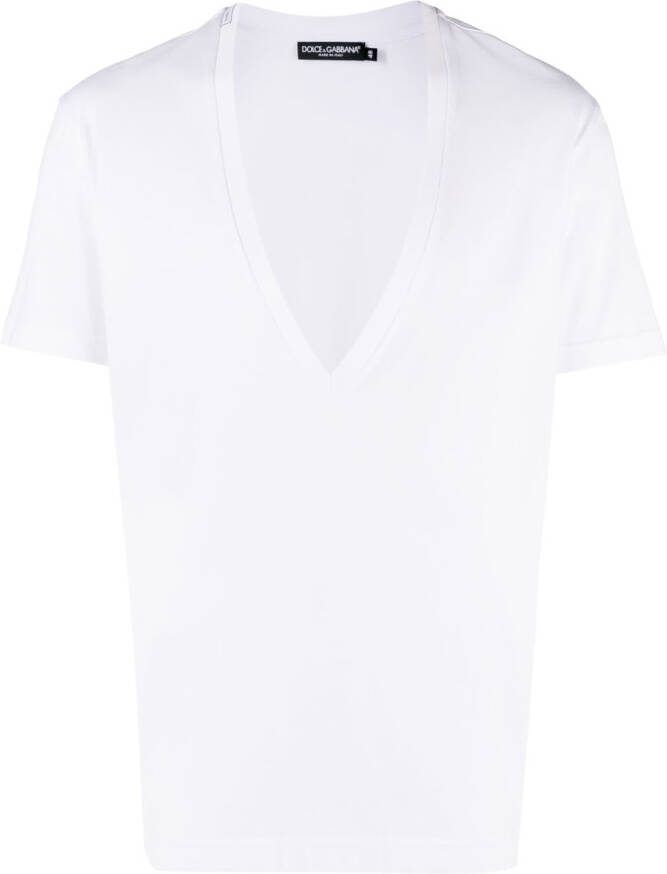 Dolce & Gabbana T-shirt met diepe V-hals Wit