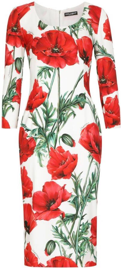Dolce & Gabbana Midi-jurk met print Wit