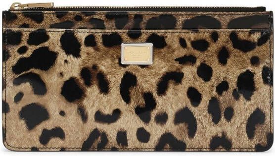 Dolce & Gabbana Pasjeshouder met luipaardprint en rits Bruin