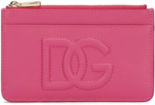Dolce & Gabbana Pasjeshouder met DG-logo-reliëf en rits Roze