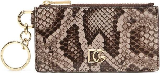 Dolce & Gabbana Portemonnee met slangenleerprint Beige