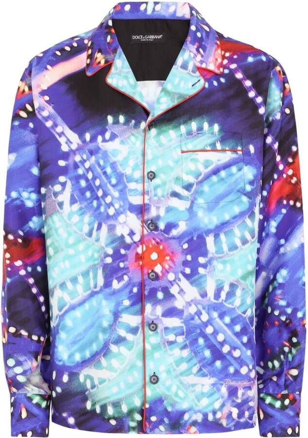Dolce & Gabbana Zijden overhemd met psychedelische print Paars