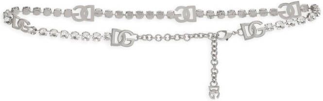 Dolce & Gabbana Riem met DG-logo van stras Zilver