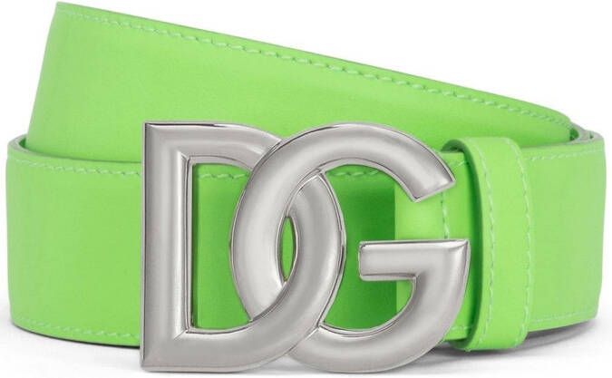 Dolce & Gabbana Leren riem met DG-logo Groen