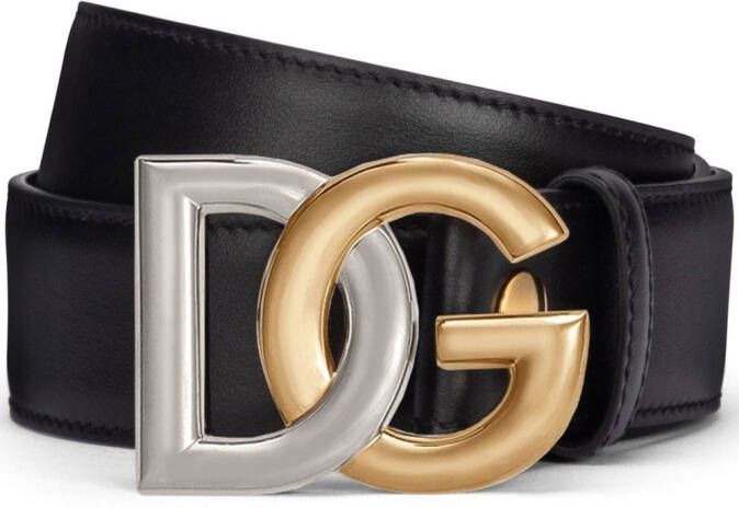 Dolce & Gabbana Leren riem met DG-logo Zwart