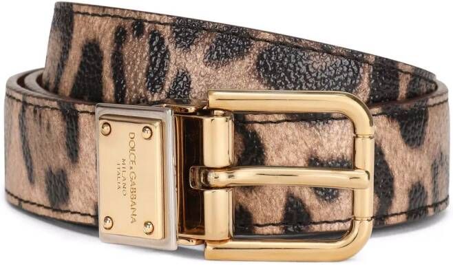 Dolce & Gabbana Crespo riem met luipaardprint Bruin