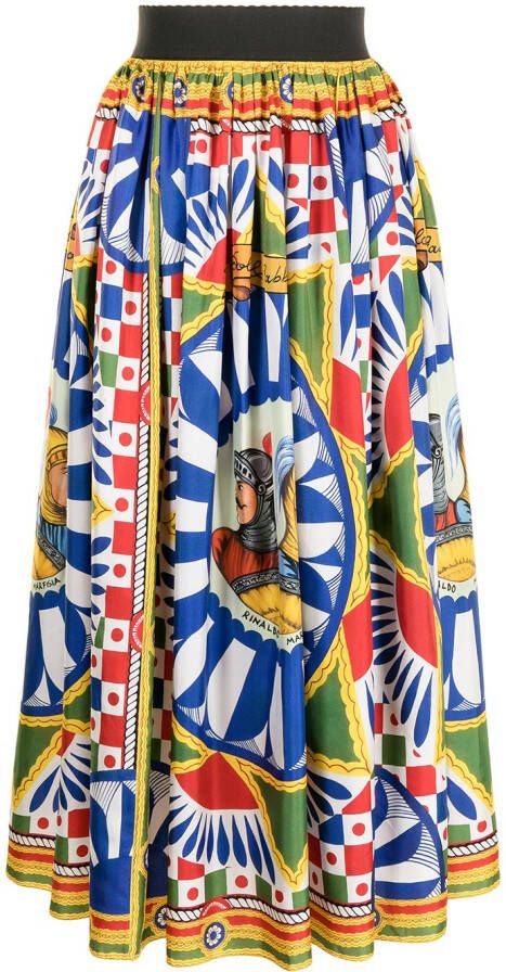 Dolce & Gabbana Twill midi-rok met Carretto-print Blauw