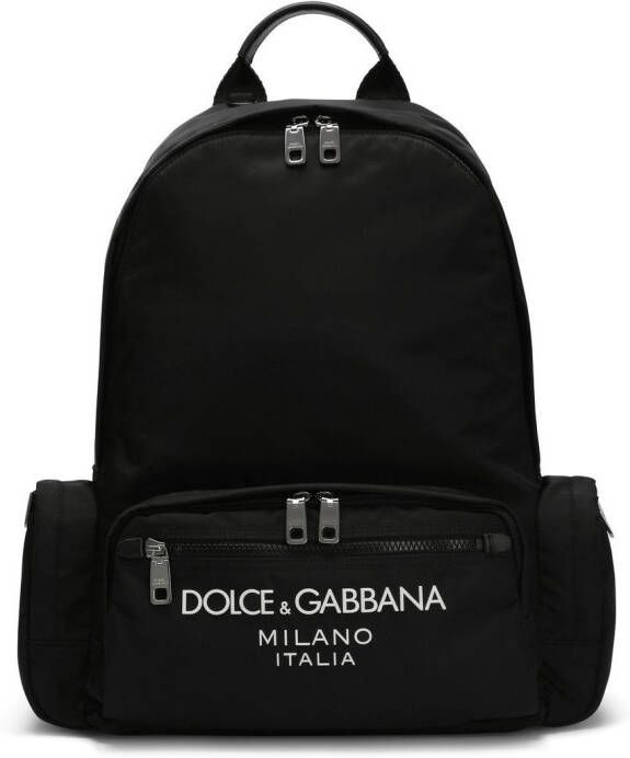 Dolce & Gabbana Rugzak met logoprint en rits Zwart