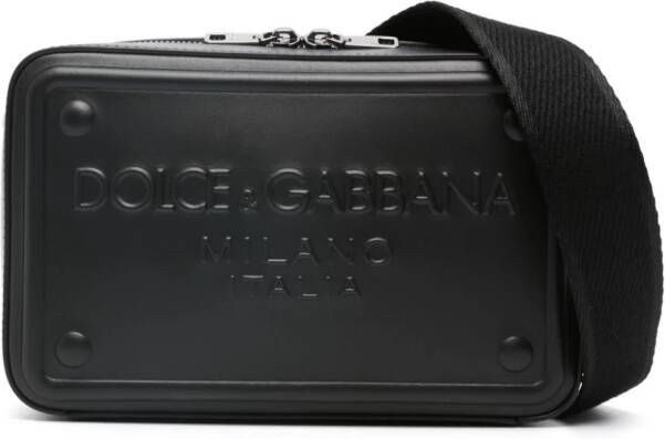 Dolce & Gabbana Leren crossbodytas met logo-reliëf Zwart