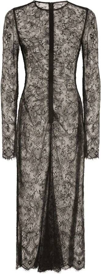 Dolce & Gabbana Semi-doorzichtige midi-jurk Zwart