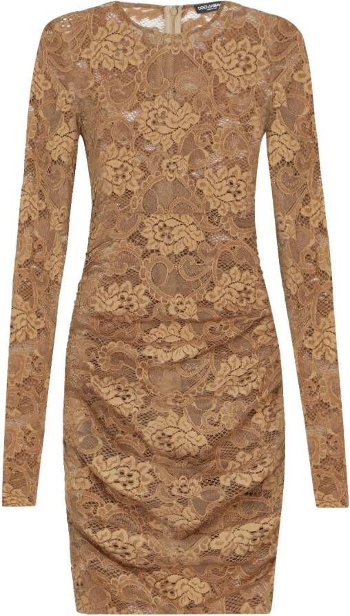 Dolce & Gabbana Semi-doorzichtige mini-jurk Bruin