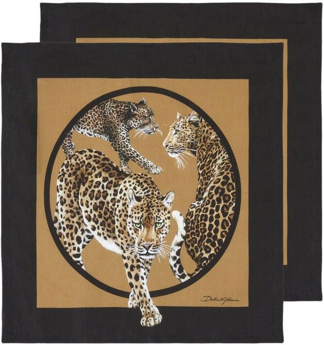 Dolce & Gabbana Servetten met luipaardprint Bruin