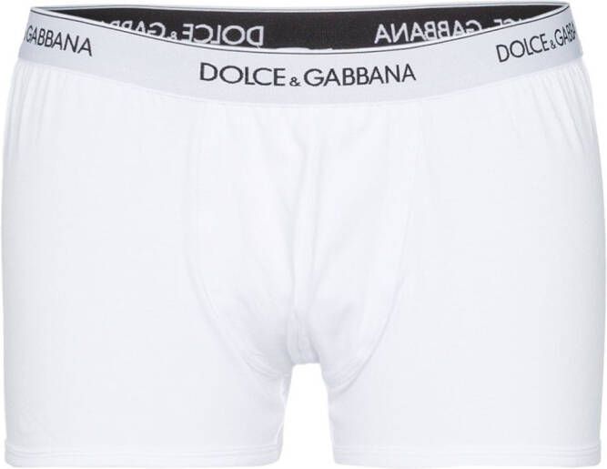 Dolce & Gabbana set van 2 katoenen boxershorts met logo tailleband Wit