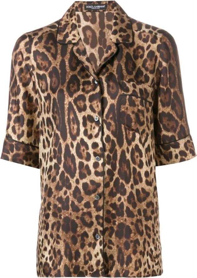 Dolce & Gabbana shirt met luipaarddessin Bruin