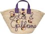 Dolce & Gabbana Kendra geweven mand met borduurwerk Beige - Thumbnail 1