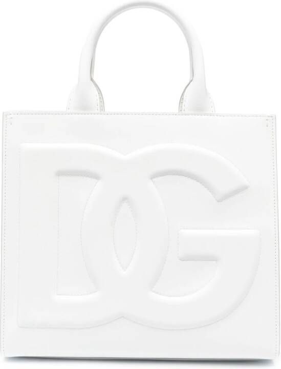 Dolce & Gabbana Shopper met logo-reliëf Wit