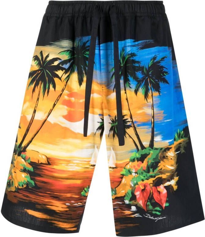 Dolce & Gabbana Shorts met palmboomprint Blauw