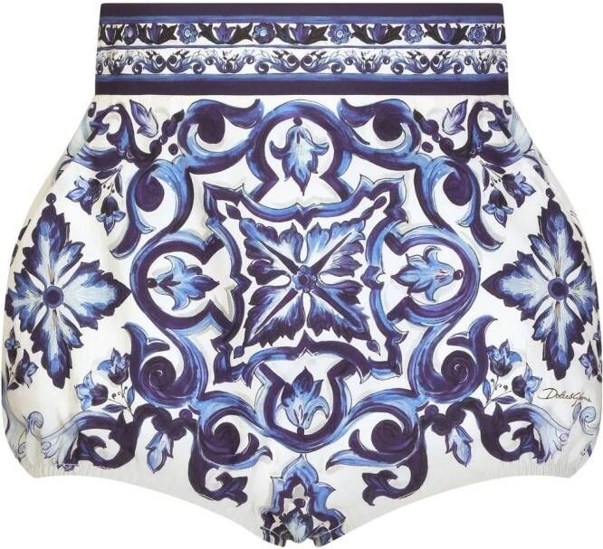 Dolce & Gabbana Popeline shorts met print Blauw