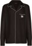 Dolce & Gabbana Zijden pyjamashirt met geborduurd logo Zwart - Thumbnail 1
