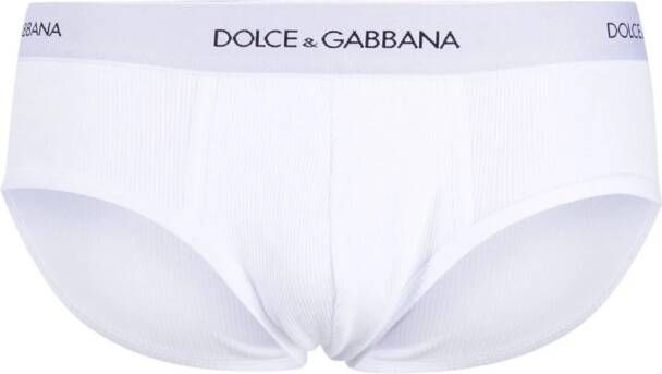 Dolce & Gabbana Slip met logo tailleband Wit