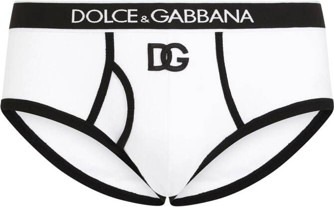 Dolce & Gabbana Geribbelde slip met logo tailleband Wit