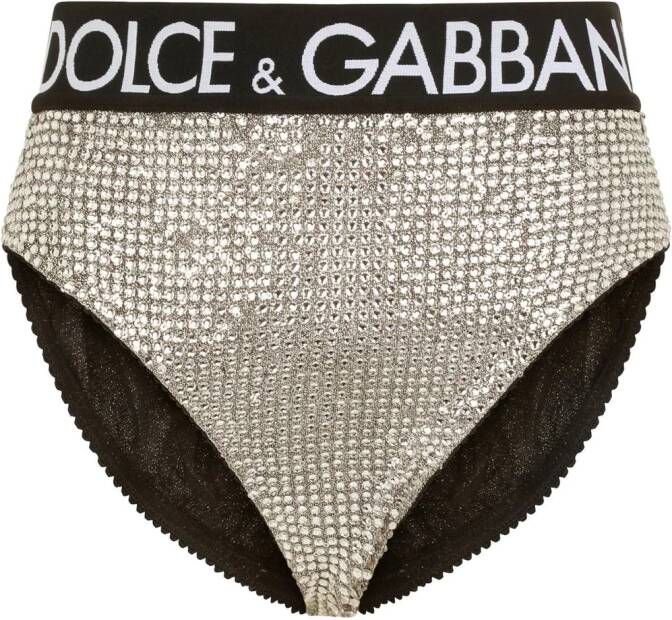 Dolce & Gabbana High waist slip verfraaid met kristallen Zwart
