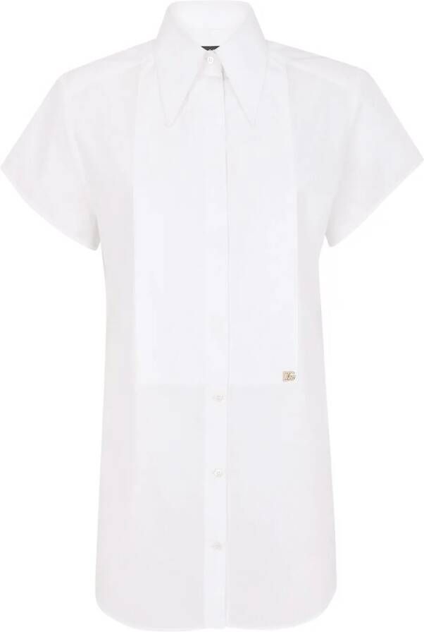 Dolce & Gabbana Popeline blouse met logo Wit