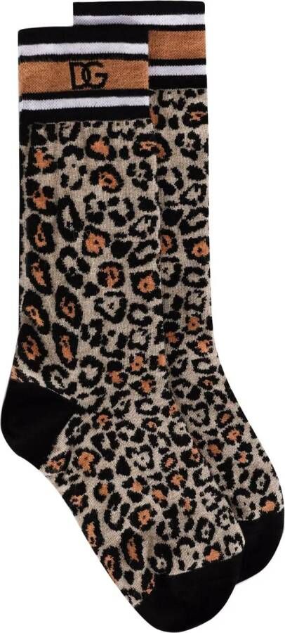 Dolce & Gabbana Sokken met luipaardprint en jacquard Bruin