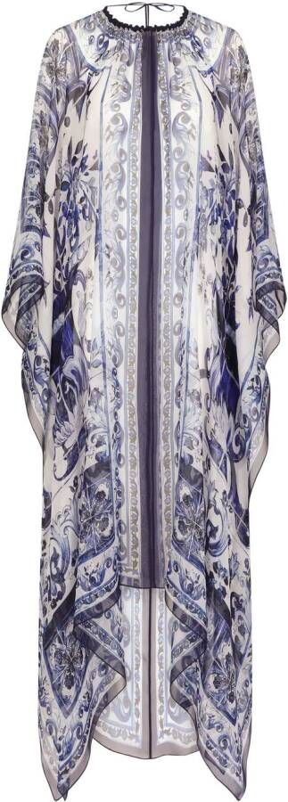 Dolce & Gabbana Chiffon tuniek met Majolica-print Blauw