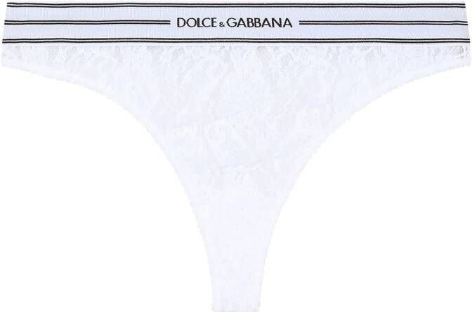 Dolce & Gabbana String met logoprint Wit