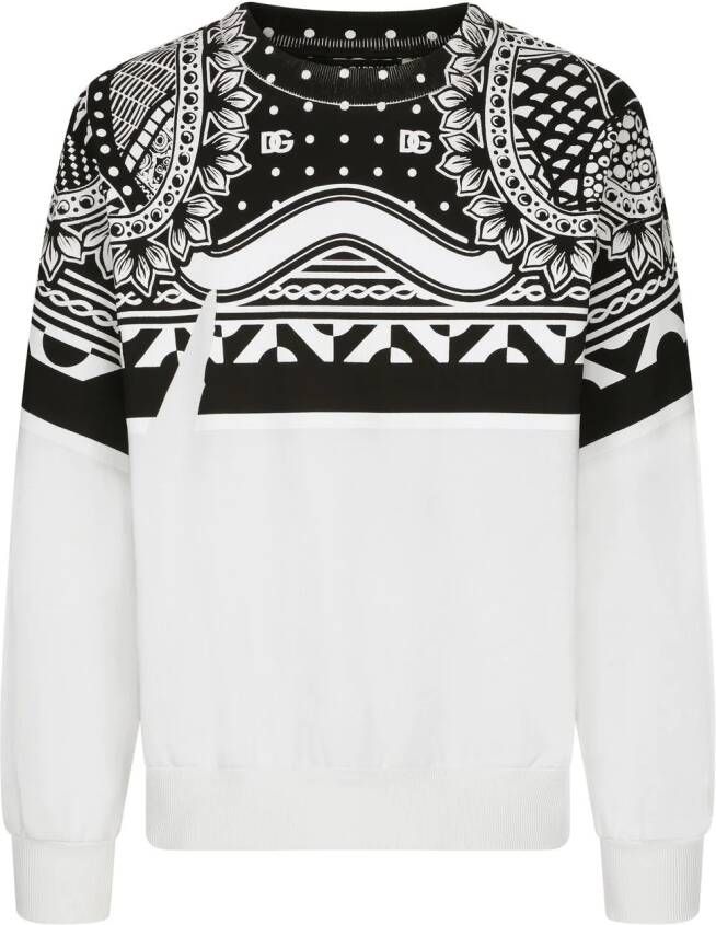 Dolce & Gabbana Sweater met bandanaprint Wit