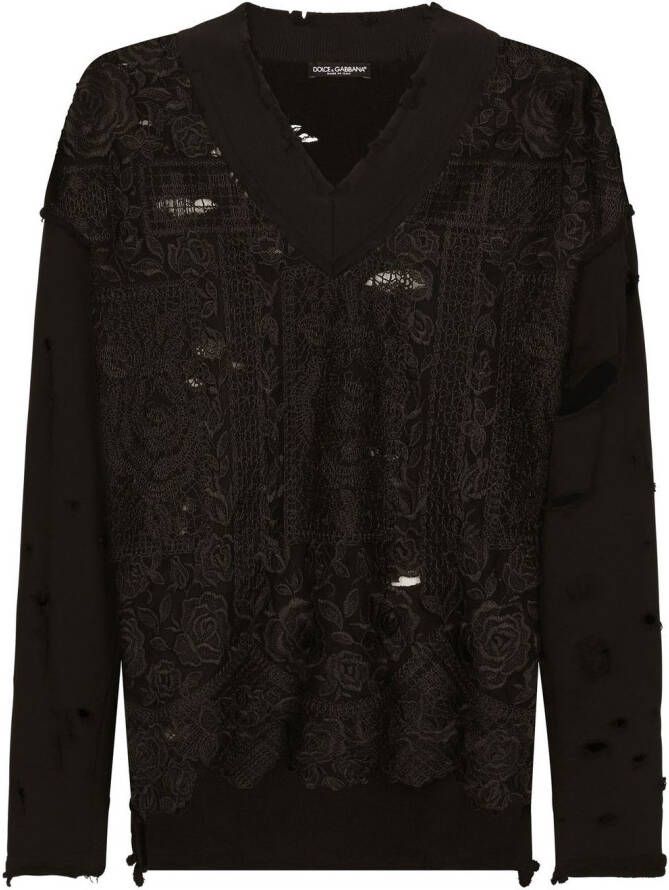 Dolce & Gabbana Tulen sweater met borduurwerk Zwart
