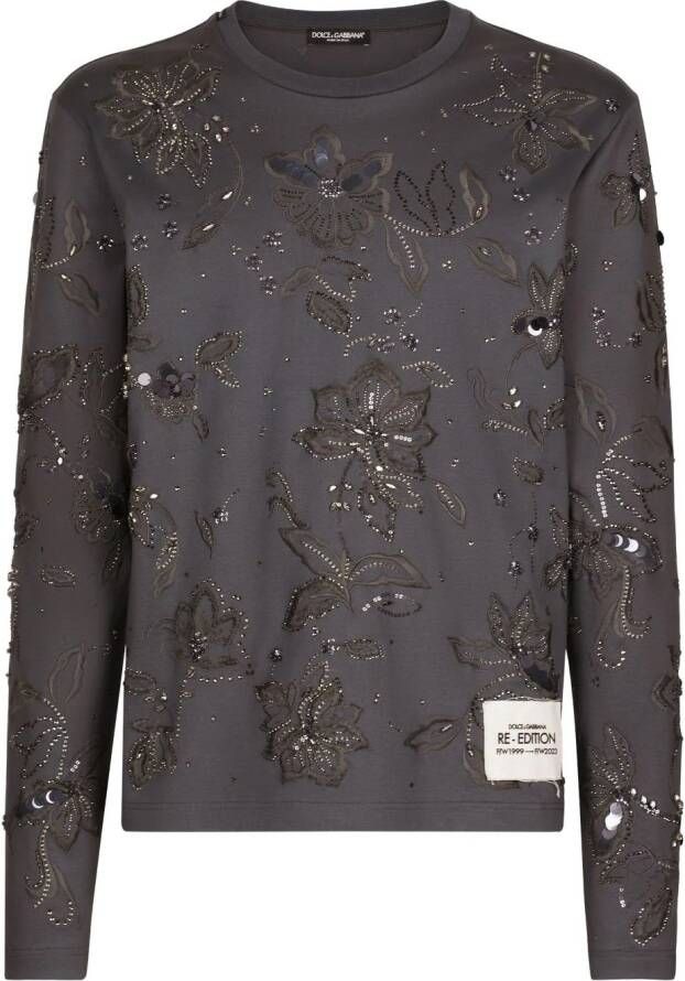 Dolce & Gabbana T-shirt met borduurwerk Grijs