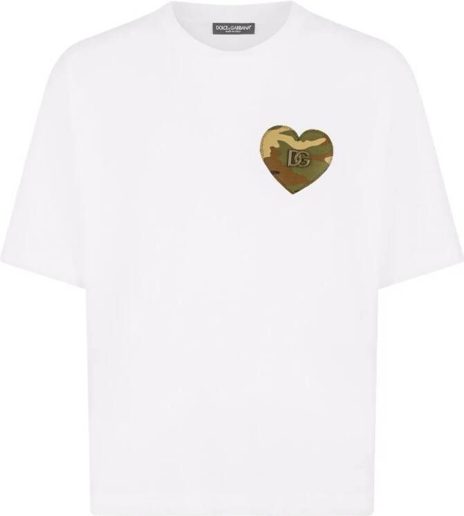 Dolce & Gabbana T-shirt met camouflagehart Wit