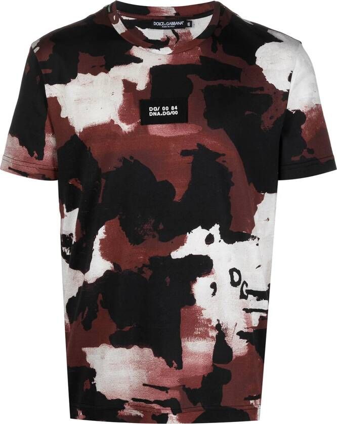 Dolce & Gabbana T shirt met camouflageprint heren katoen 42 Bruin