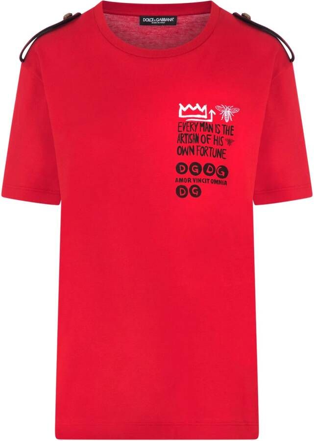 Dolce & Gabbana T-shirt met epauletten Rood